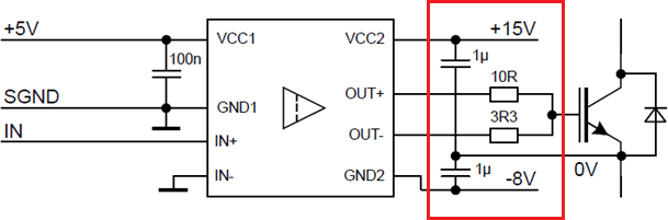 Схема питания драйверов IGBT транзисторов INFINEON серий 1EDIxxI12AH / 1EDIxxH12AH