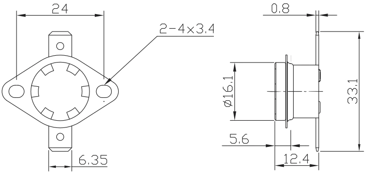 Габаритные размеры KSD301