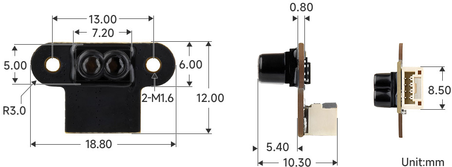 Габаритные размеры TOF Laser Range Sensor Mini