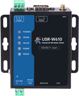 USR-W610S - промышленный Wi-Fi клиент для последовательных интерфейсов